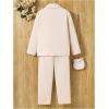 imageFloerns Girls 2 Piece Outfit Solid Lapel Collar Blazer Jacket with Pants Suit SetApricot