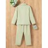 imageFloerns Girls 2 Piece Outfit Solid Lapel Collar Blazer Jacket with Pants Suit SetMint Green