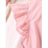 imageFloerns Girls Casual Ruffle Trim Cap Sleeve Mock Neck Button Front Belted DressPink Solid