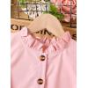 imageFloerns Girls Casual Ruffle Trim Cap Sleeve Mock Neck Button Front Belted DressPink Solid
