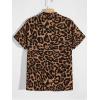 imageFloerns Mens Striped Shirts Casual Short Sleeve Button Down ShirtsBrown Leopard