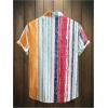 imageFloerns Mens Striped Shirts Casual Short Sleeve Button Down ShirtsRed Grey Multi