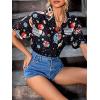 imageFloerns Womens Casual V Neck Collared Button Up Blouse Top Print Summer ShirtBlack Multi