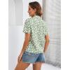 imageFloerns Womens Casual V Neck Collared Button Up Blouse Top Print Summer ShirtGreen Flower