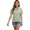 imageFloerns Womens Casual V Neck Collared Button Up Blouse Top Print Summer ShirtGreen Flower
