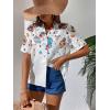 imageFloerns Womens Casual V Neck Collared Button Up Blouse Top Print Summer ShirtWhite