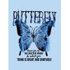 imageFloerns Womens Letter Graphic Print Long Sleeve Drawstring Hoodie SweatshirtBlue Butterfly
