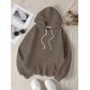imageFloerns Womens Letter Graphic Print Long Sleeve Drawstring Hoodie SweatshirtDark Grey