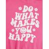 imageFloerns Womens Letter Graphic Print Long Sleeve Drawstring Hoodie SweatshirtHot Pink