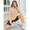 imageFloerns Womens Letter Graphic Print Long Sleeve Drawstring Hoodie SweatshirtKhaki Solid