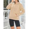 imageFloerns Womens Letter Graphic Print Long Sleeve Drawstring Hoodie SweatshirtKhaki Solid