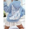 imageFloerns Womens Letter Graphic Print Long Sleeve Drawstring Hoodie SweatshirtLight Blue White