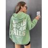 imageFloerns Womens Letter Graphic Print Long Sleeve Drawstring Hoodie SweatshirtMint Green