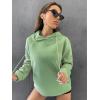 imageFloerns Womens Letter Graphic Print Long Sleeve Drawstring Hoodie SweatshirtMint Green