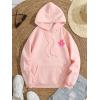 imageFloerns Womens Letter Graphic Print Long Sleeve Drawstring Hoodie SweatshirtPastel Pink Letter