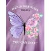 imageFloerns Womens Letter Graphic Print Long Sleeve Drawstring Hoodie SweatshirtPurple Butterfly
