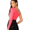 imageFloerns Womens One Shoulder Long Sleeve Tee Shirt Crop TopsB Rose