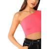 imageFloerns Womens One Shoulder Long Sleeve Tee Shirt Crop TopsB Rose
