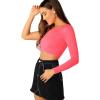 imageFloerns Womens One Shoulder Long Sleeve Tee Shirt Crop TopsB Rose