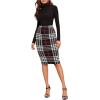 imageFloerns Womens Plaid Print High Waist Knee Length Bodycon Pencil SkirtA Black Red