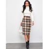 imageFloerns Womens Plaid Print High Waist Knee Length Bodycon Pencil SkirtBeige Plaid
