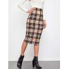 imageFloerns Womens Plaid Print High Waist Knee Length Bodycon Pencil SkirtBeige Plaid