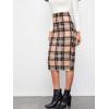 imageFloerns Womens Plaid Print High Waist Knee Length Bodycon Pencil SkirtBeige Plaid