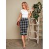 imageFloerns Womens Plaid Print High Waist Knee Length Bodycon Pencil SkirtBlack Tartan