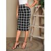 imageFloerns Womens Plaid Print High Waist Knee Length Bodycon Pencil SkirtBlack Tartan