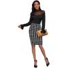 imageFloerns Womens Plaid Print High Waist Knee Length Bodycon Pencil SkirtBlack White Tartan