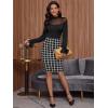 imageFloerns Womens Plaid Print High Waist Knee Length Bodycon Pencil SkirtBlack White Tartan