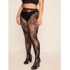 imageFloerns Womens Plus Size Floral Lace Sheer Leggings Tights Pantyhose StockingsBlack