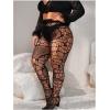 imageFloerns Womens Plus Size Floral Lace Sheer Leggings Tights Pantyhose StockingsBlack Geo