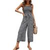 imageFloerns  Womens palazzo jumpsuit with palm leaf print and buttonsBlack Ditsy Floral