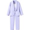 imageFloerns Girls 2 Piece Outfit Solid Lapel Collar Blazer Jacket with Pants Suit SetLight Purple