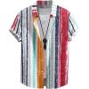 imageFloerns Mens Striped Shirts Casual Short Sleeve Button Down ShirtsRed Grey Multi