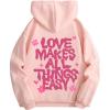 imageFloerns Womens Letter Graphic Print Long Sleeve Drawstring Hoodie SweatshirtPastel Pink Letter