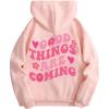 imageFloerns Womens Letter Graphic Print Long Sleeve Drawstring Hoodie SweatshirtSoft Pink