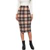 imageFloerns Womens Plaid Print High Waist Knee Length Bodycon Pencil SkirtBeige Plaid