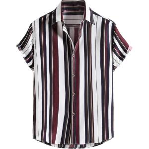 imageFloerns Mens Striped Shirts Casual Short Sleeve Button Down ShirtsMulticolor