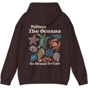 imageFloerns Womens Letter Graphic Print Long Sleeve Drawstring Hoodie SweatshirtBrown Animal