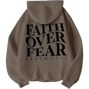 imageFloerns Womens Letter Graphic Print Long Sleeve Drawstring Hoodie SweatshirtDark Grey
