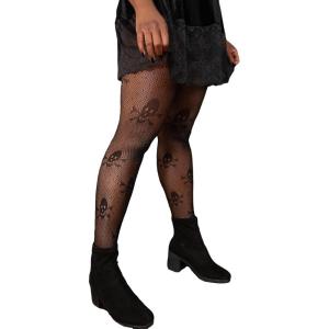 imageFloerns Womens Plus Size Floral Lace Sheer Leggings Tights Pantyhose StockingsBlack Skull