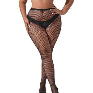 imageFloerns Womens Plus Size Floral Lace Sheer Leggings Tights Pantyhose StockingsBlack Solid