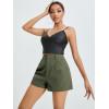 imageFloerns Womens Casual Solid High Waist Wide Leg Shorts with PocketArmy Green