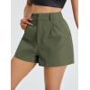 imageFloerns Womens Casual Solid High Waist Wide Leg Shorts with PocketArmy Green