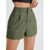 imageFloerns Womens Casual Solid High Waist Wide Leg Shorts with PocketArmy Green