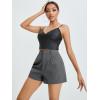 imageFloerns Womens Casual Solid High Waist Wide Leg Shorts with PocketGrey