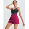 imageFloerns Womens Casual Solid High Waist Wide Leg Shorts with PocketHot Pink Solid