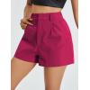 imageFloerns Womens Casual Solid High Waist Wide Leg Shorts with PocketHot Pink Solid